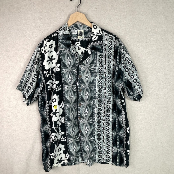 Vintage Kennington Mens Y2K Hawaiian Print Button Up Shirt Size L Beach Tropical - Picture 1 of 9